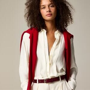 J Crew Drapey pleated button-up shirt Ivory